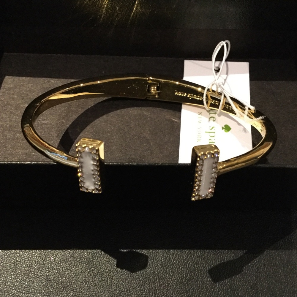 Kate Spade Gold Tone Raising The Bar Hinged Bangle
